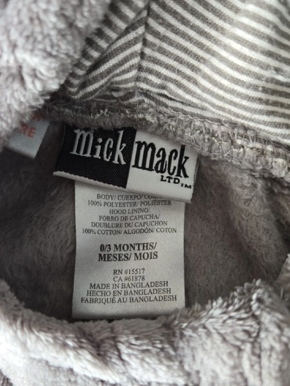 3 For $20 Baby One-Piece Hooded Footed One Piece in Gray with Dinosaurs 0/3month